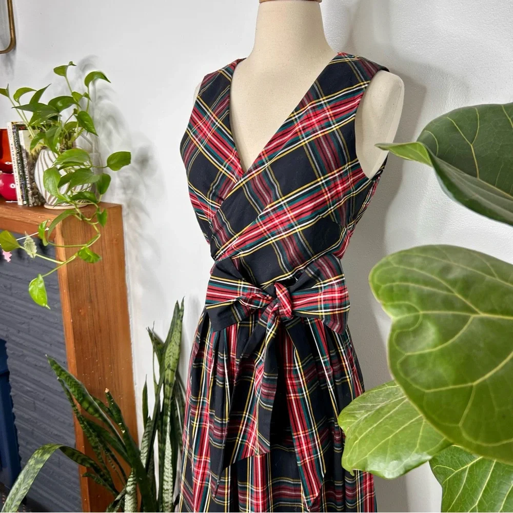 J. Crew Multicolor Plaid Midi Dress